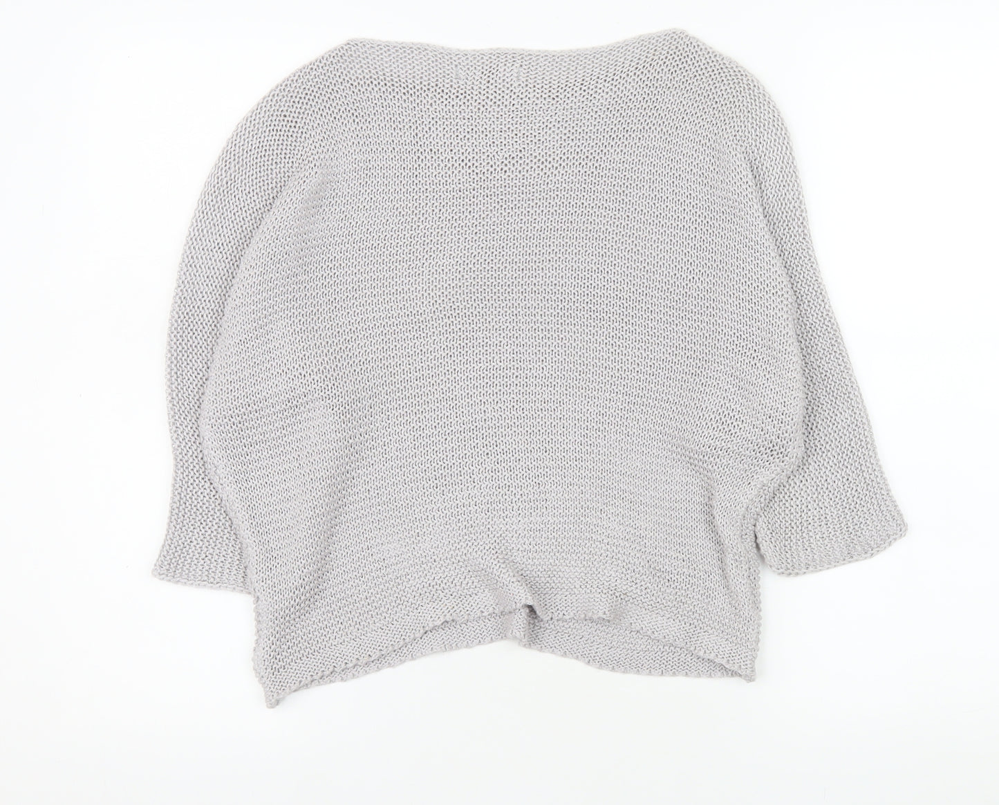 Carina Ricci Women Grey Beaded Knit Boat Neck Jumper Size S