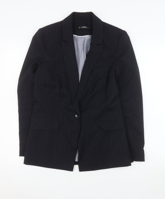 Dunnes Women Black Pinstripe Single-Breasted Blazer Size 12