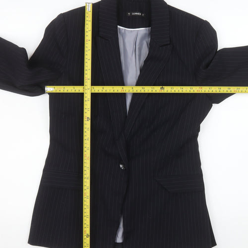 Dunnes Women Black Pinstripe Single-Breasted Blazer Size 12