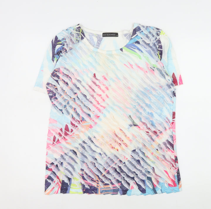 Just Elegance Women's Multicoloured Floral T-Shirt M Short Sleeve