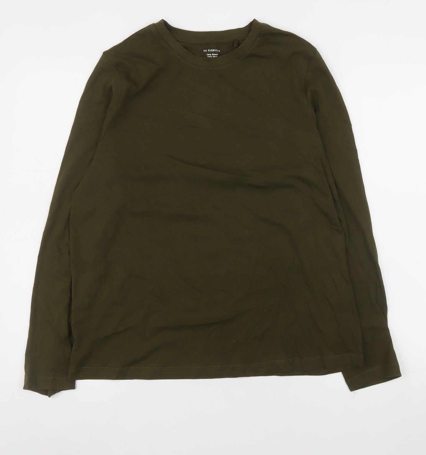 Marks and Spencer Women Green Long Sleeve Cotton T-Shirt Size 14