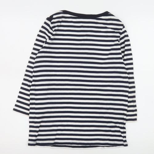 United Colors of Benetton Women’s Blue Striped 3/4 Sleeve Cotton T-Shirt Size 12