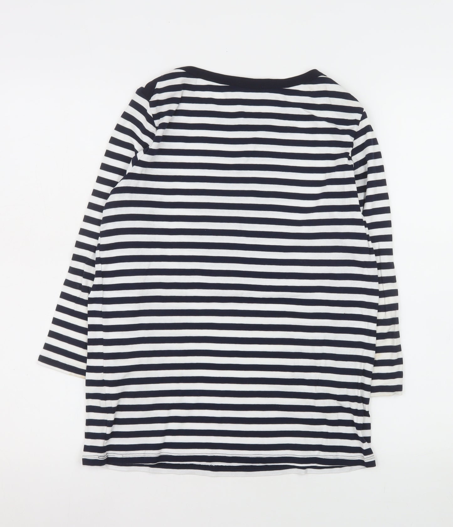 United Colors of Benetton Women’s Blue Striped 3/4 Sleeve Cotton T-Shirt Size 12