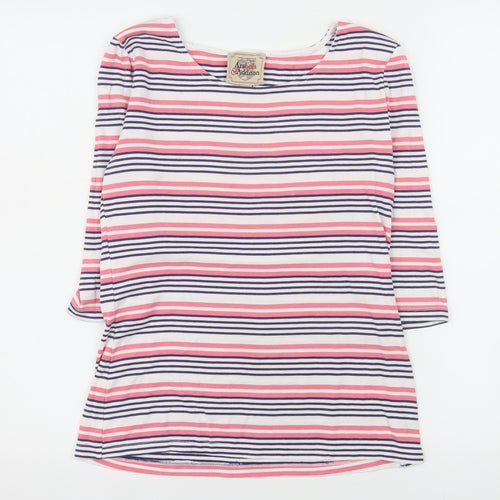 Arabella & Addison Women’s Pink Stripe 3/4 Sleeve Boat Neck Top Size 14 L