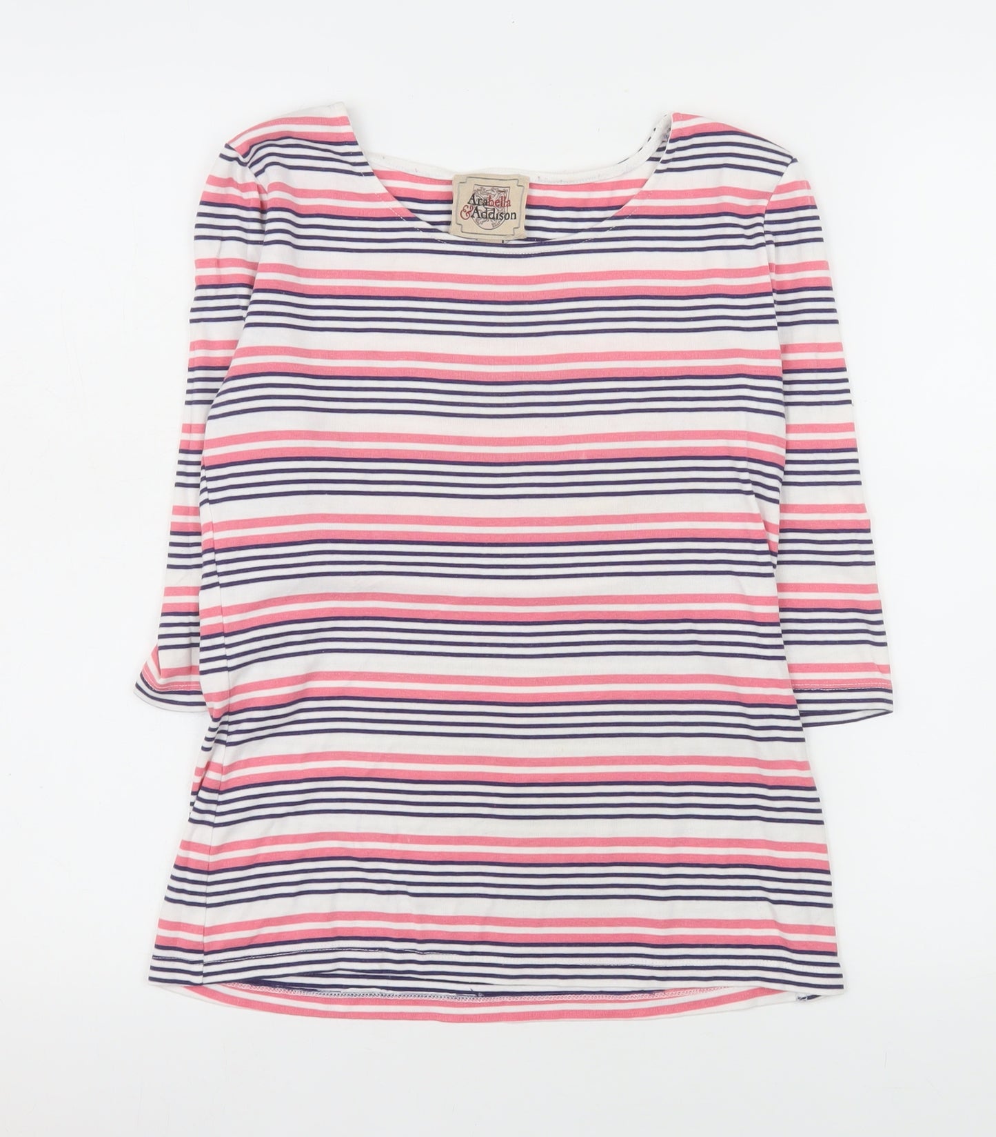 Arabella & Addison Women’s Pink Stripe 3/4 Sleeve Boat Neck Top Size 14 L