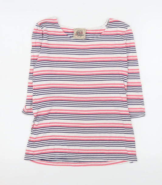 Arabella & Addison Women’s Pink Stripe 3/4 Sleeve Boat Neck Top Size 14 L