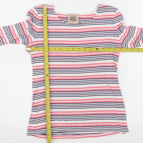 Arabella & Addison Women’s Pink Stripe 3/4 Sleeve Boat Neck Top Size 14 L