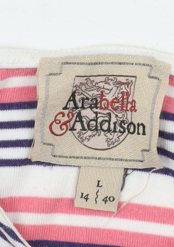 Arabella & Addison Women’s Pink Stripe 3/4 Sleeve Boat Neck Top Size 14 L