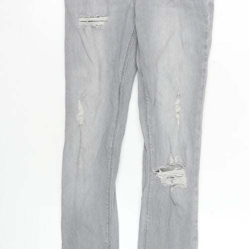 River Island Womens Grey Distressed Skinny Jeans Size 8