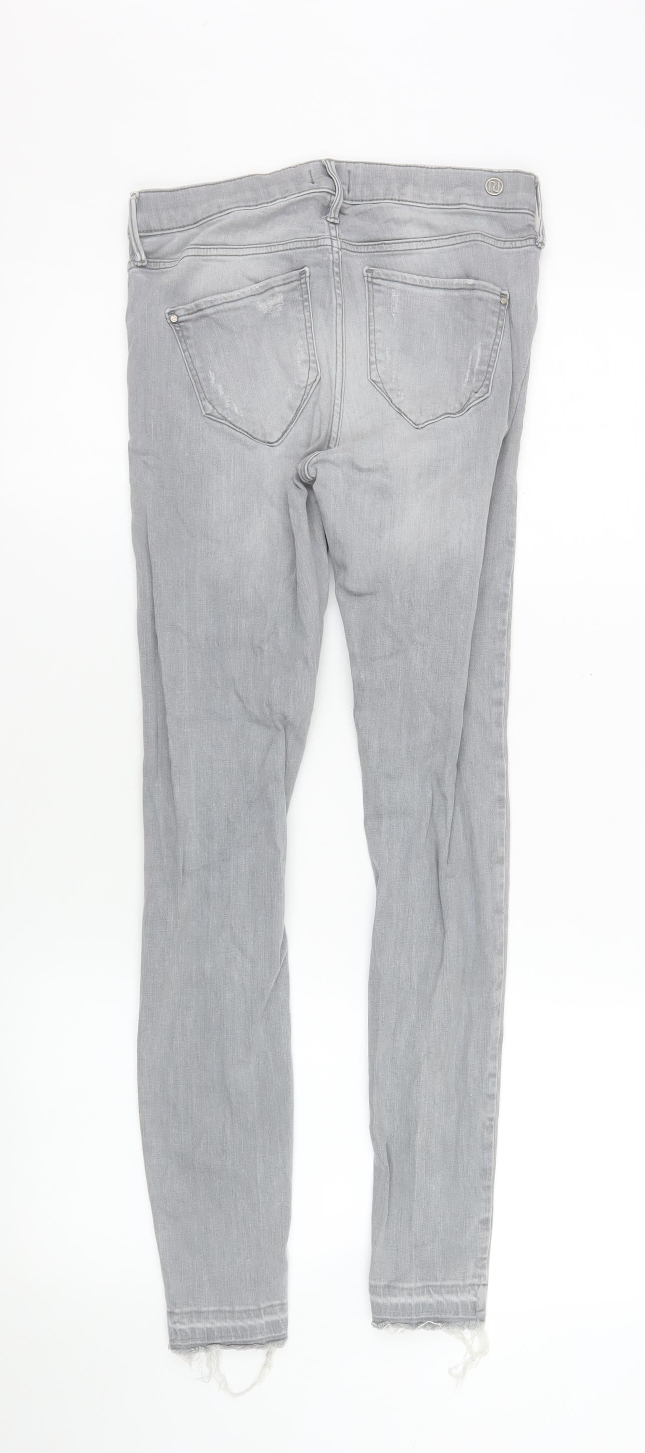 River Island Womens Grey Distressed Skinny Jeans Size 8