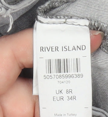 River Island Womens Grey Distressed Skinny Jeans Size 8