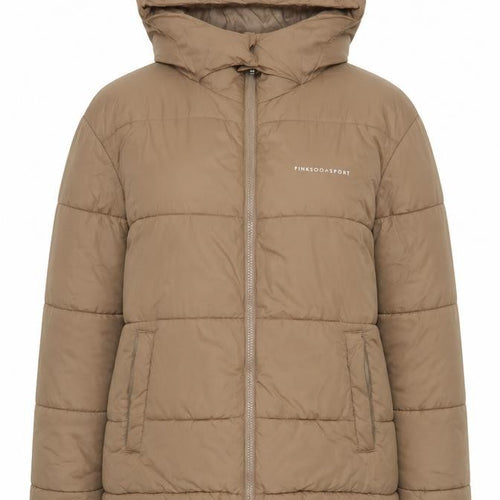 Pink Soda Sport Women Brown Hooded Puffer Jacket UK 12