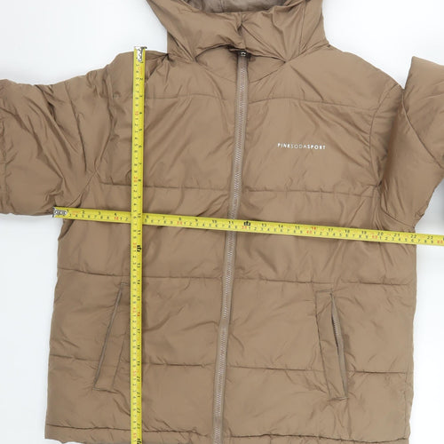 Pink Soda Sport Women Brown Hooded Puffer Jacket UK 12