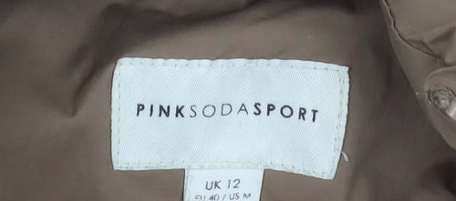Pink Soda Sport Women Brown Hooded Puffer Jacket UK 12