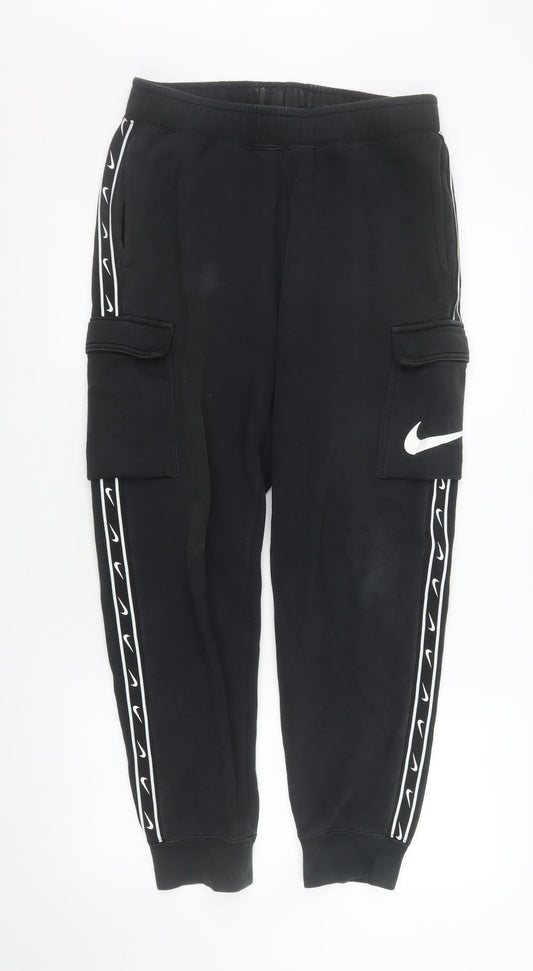 Nike Men's Black Jogger Activewear Trousers Size M Cotton Fleece