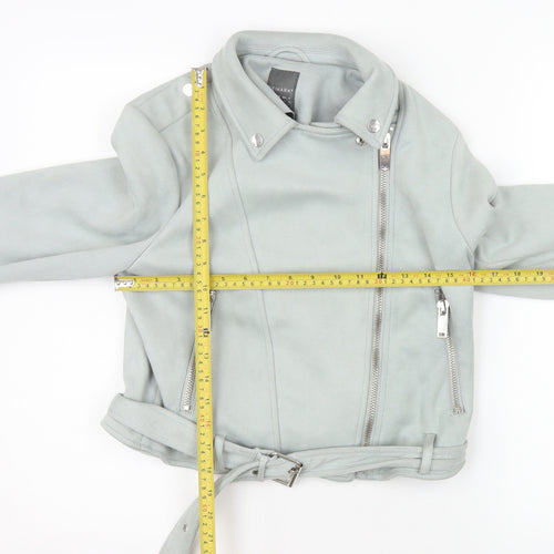 Primark Women’s Grey Faux Suede Biker Jacket Size 14