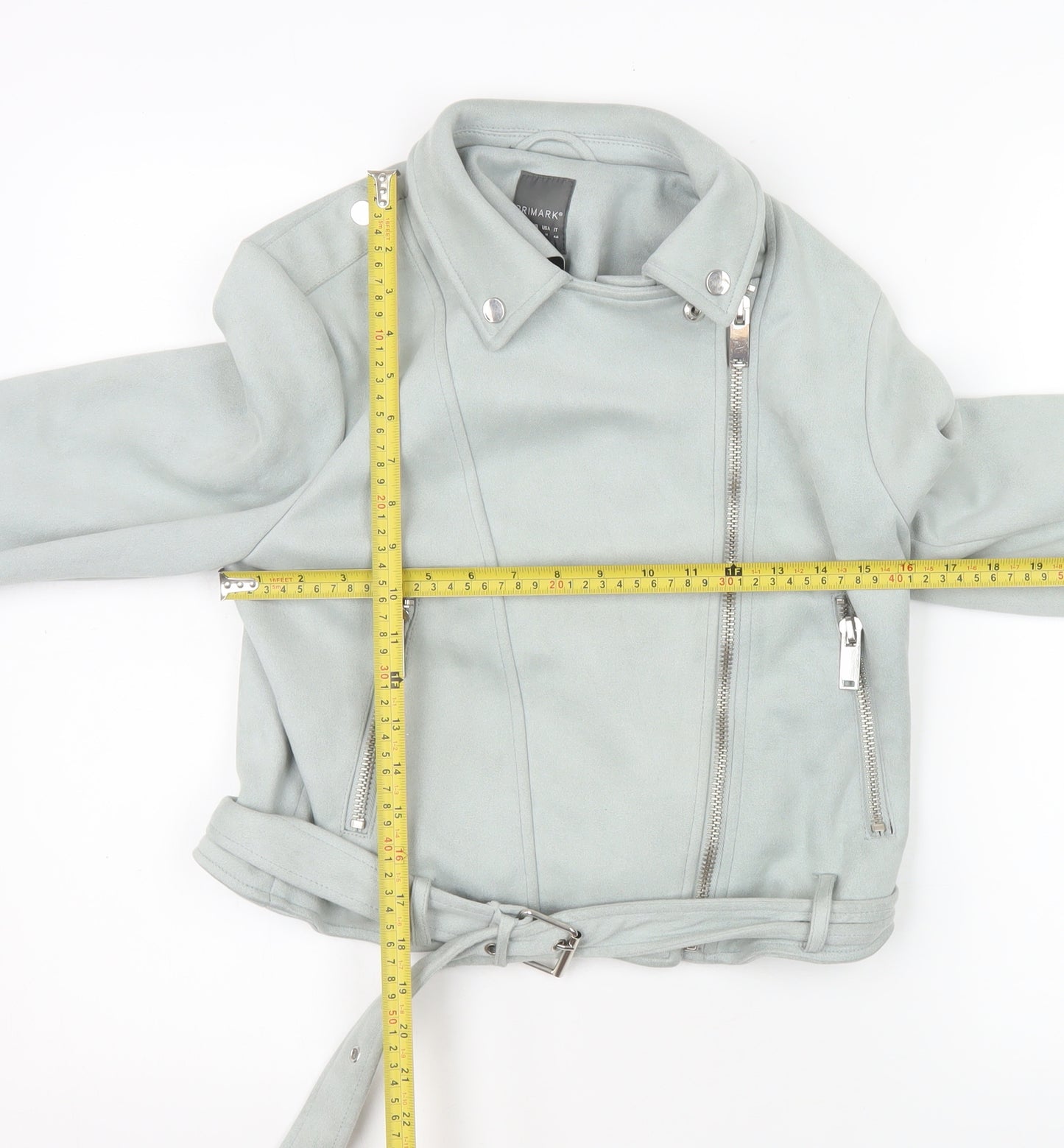 Primark Women’s Grey Faux Suede Biker Jacket Size 14
