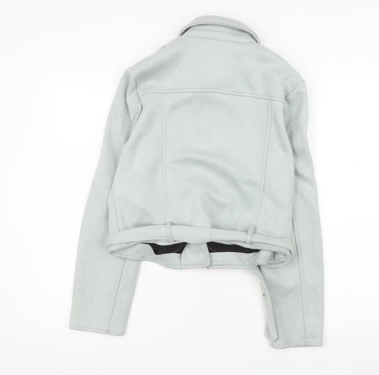 Primark Women’s Grey Faux Suede Biker Jacket Size 14