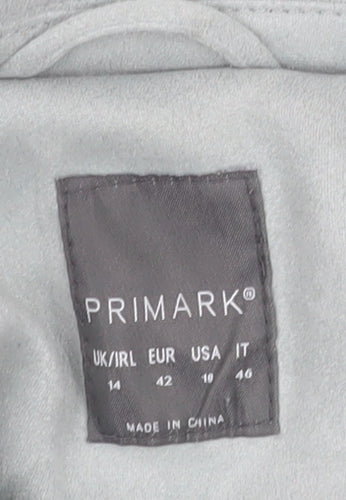 Primark Women’s Grey Faux Suede Biker Jacket Size 14