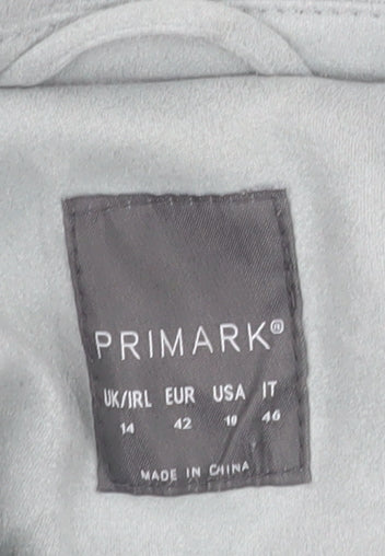 Primark Women’s Grey Faux Suede Biker Jacket Size 14