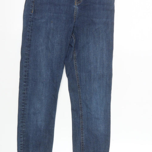 Topshop Women’s Blue Moto Skinny Jeans W28 L30 Mid Rise Ankle Zip Denim