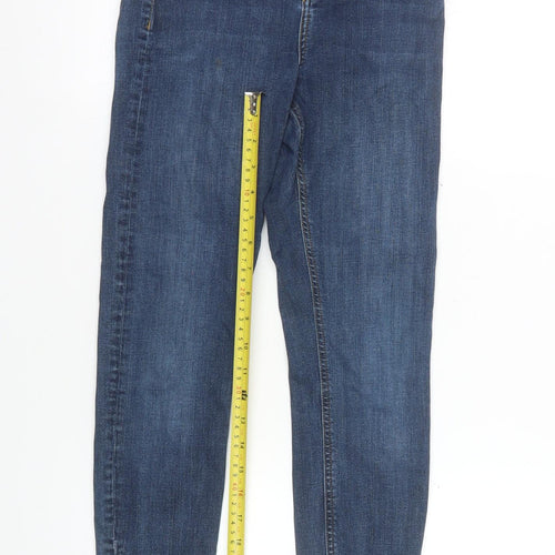 Topshop Women’s Blue Moto Skinny Jeans W28 L30 Mid Rise Ankle Zip Denim