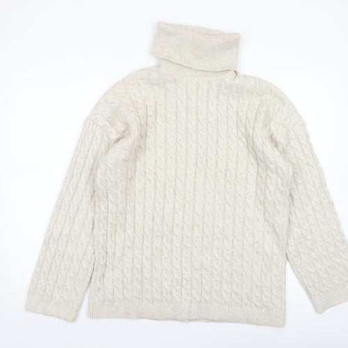 New Look Women’s Beige Cable Knit Roll Neck Jumper Size M