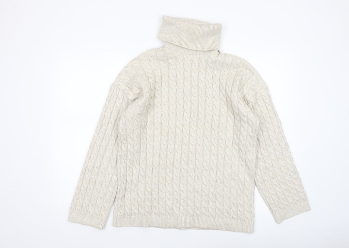 New Look Women’s Beige Cable Knit Roll Neck Jumper Size M