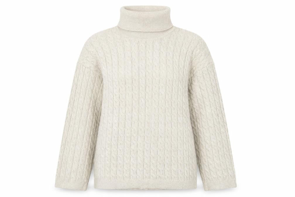 New Look Women’s Beige Cable Knit Roll Neck Jumper Size M