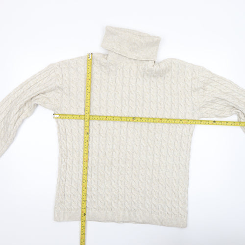 New Look Women’s Beige Cable Knit Roll Neck Jumper Size M