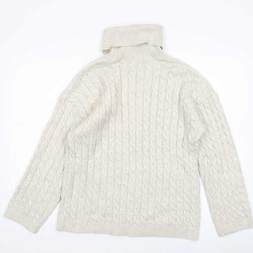 New Look Women’s Beige Cable Knit Roll Neck Jumper Size M