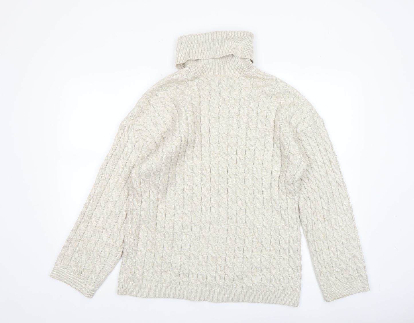 New Look Women’s Beige Cable Knit Roll Neck Jumper Size M