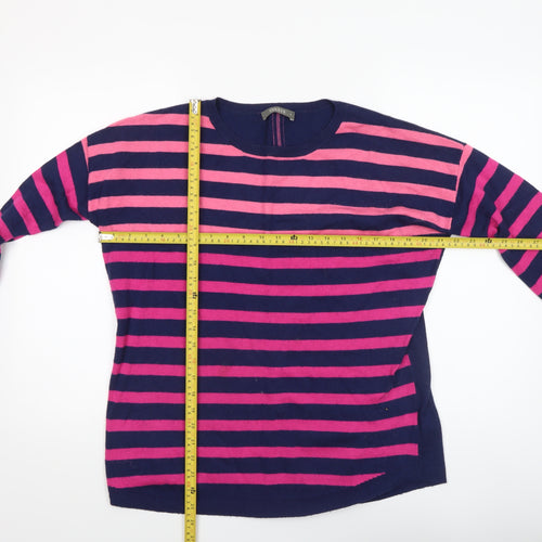 Oasis Women Multicoloured Striped Crew Neck Cotton Blend Jumper M