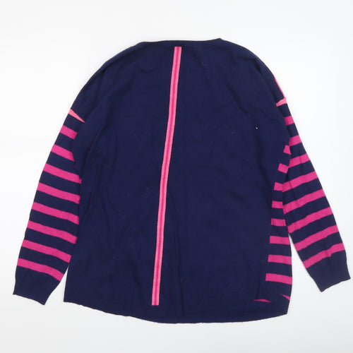 Oasis Women Multicoloured Striped Crew Neck Cotton Blend Jumper M