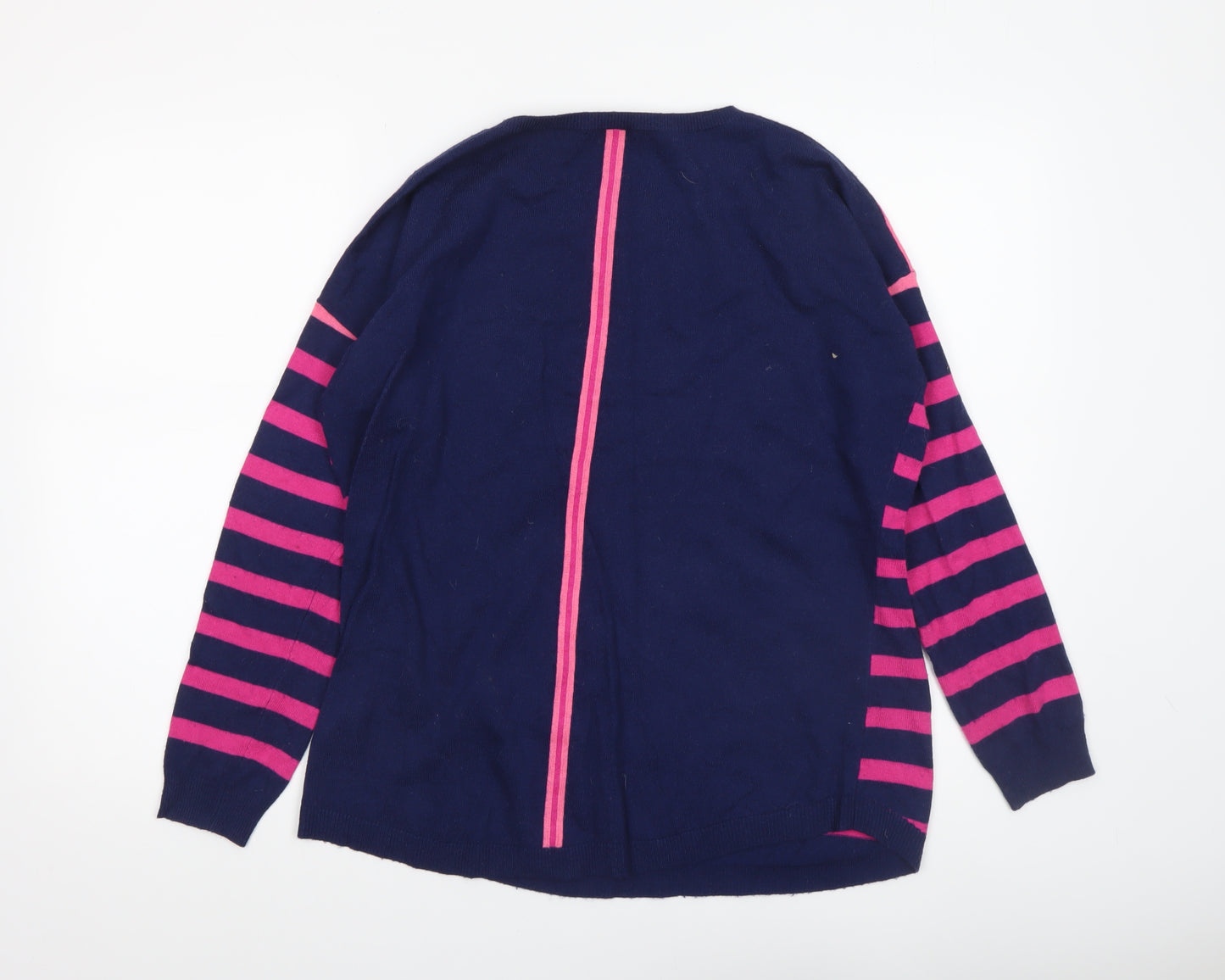 Oasis Women Multicoloured Striped Crew Neck Cotton Blend Jumper M