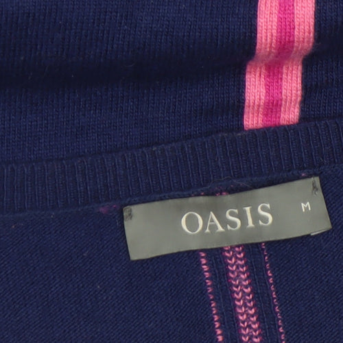 Oasis Women Multicoloured Striped Crew Neck Cotton Blend Jumper M