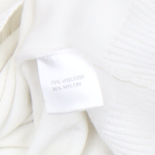 Castle of Ireland Women White Mock Neck Jumper 18/44 with Rhinestone Detail