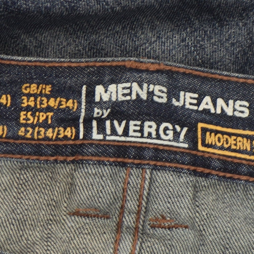 Livergy Men's Blue 34x34 Straight Fit Denim Jeans