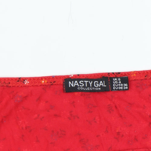 Nasty Gal Women Red Floral Long Slip Dress Size 8 Summer Casual