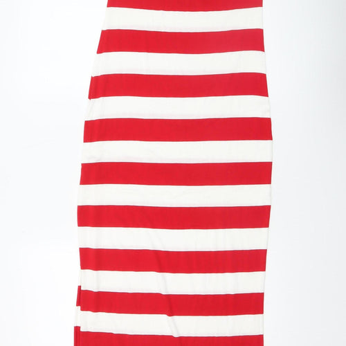 Calzedonia Women Red White Striped Long Bodycon Dress Size L
