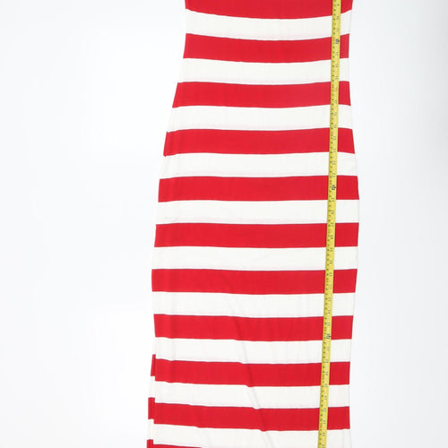 Calzedonia Women Red White Striped Long Bodycon Dress Size L