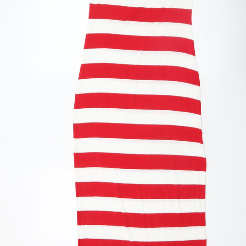 Calzedonia Women Red White Striped Long Bodycon Dress Size L
