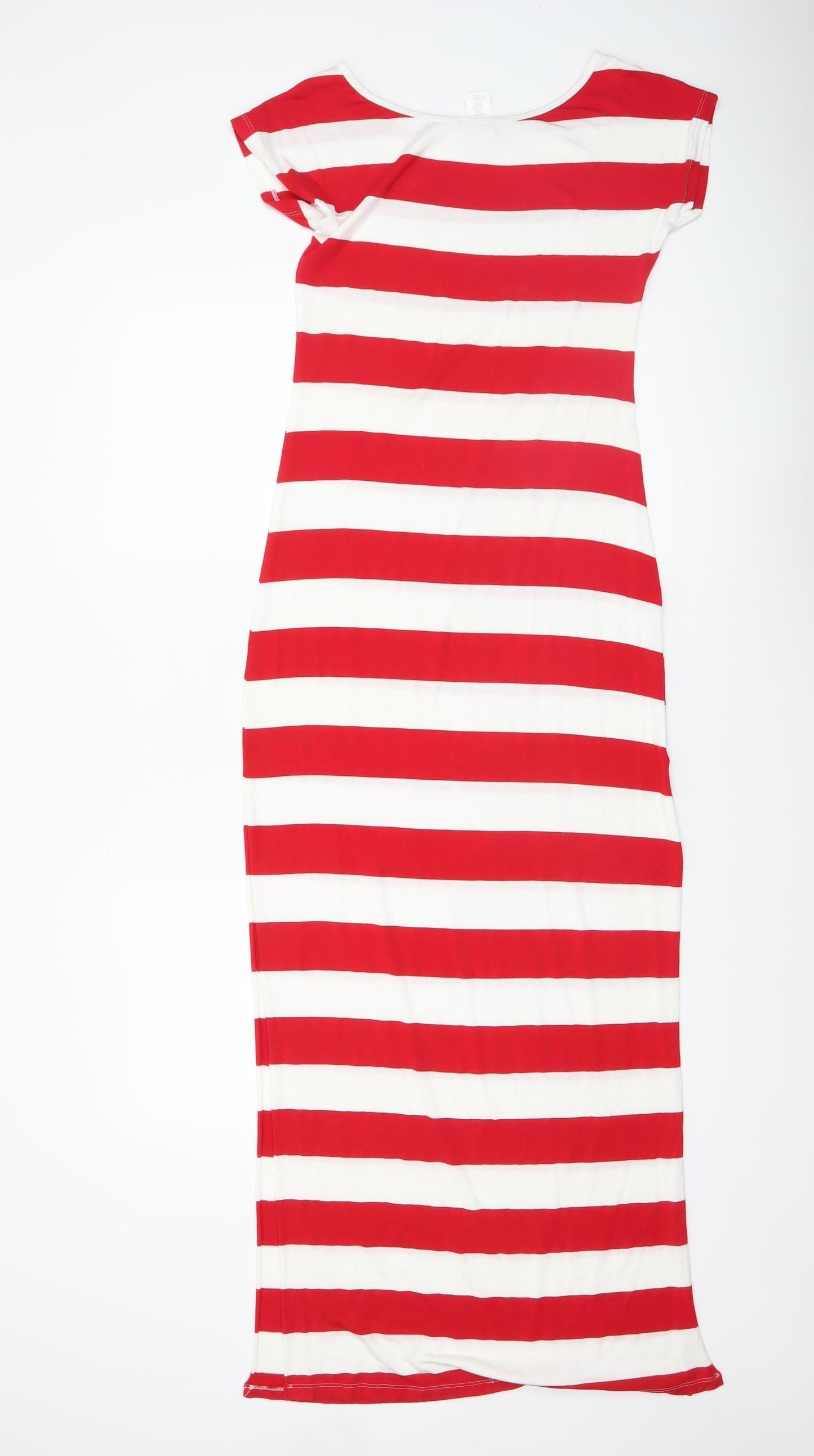 Calzedonia Women Red White Striped Long Bodycon Dress Size L