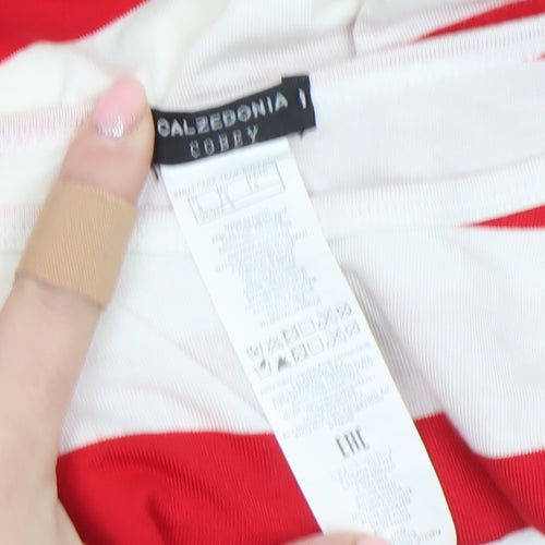 Calzedonia Women Red White Striped Long Bodycon Dress Size L
