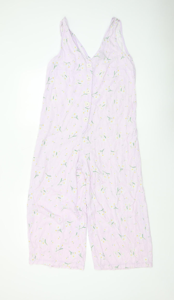New Look Women’s Purple Floral Cotton Sleeveless Jumpsuit UK 12