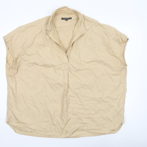 French Connection Women's Beige Cotton Blouse Size L Relaxed Fit