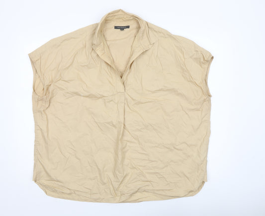 French Connection Women's Beige Cotton Blouse Size L Relaxed Fit