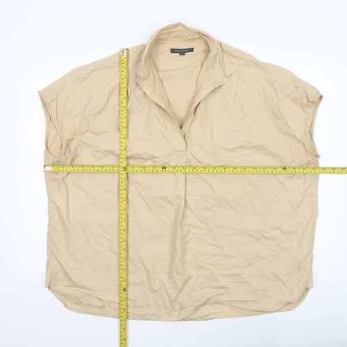 French Connection Women's Beige Cotton Blouse Size L Relaxed Fit
