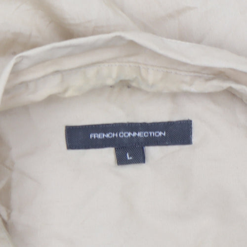 French Connection Women's Beige Cotton Blouse Size L Relaxed Fit