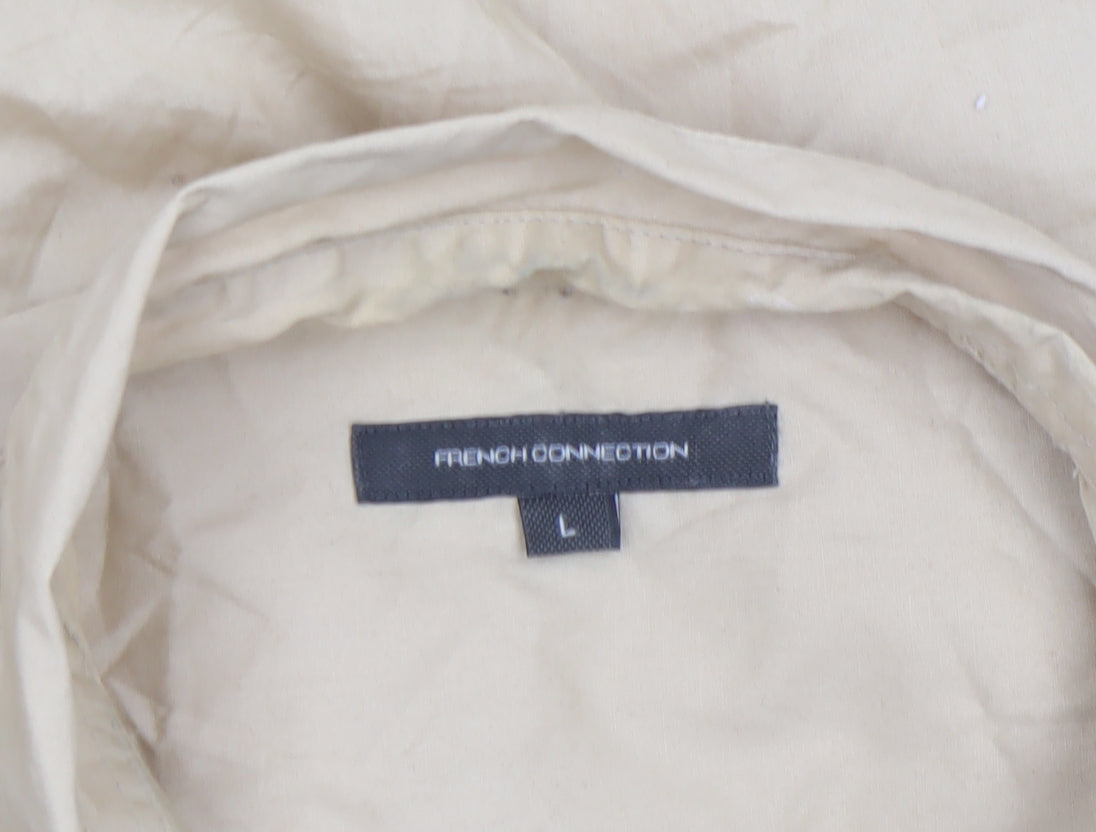 French Connection Women's Beige Cotton Blouse Size L Relaxed Fit